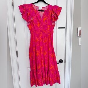 Bali Tropics Jelina Ruffle Sleeve Midi Sugarlips Dress